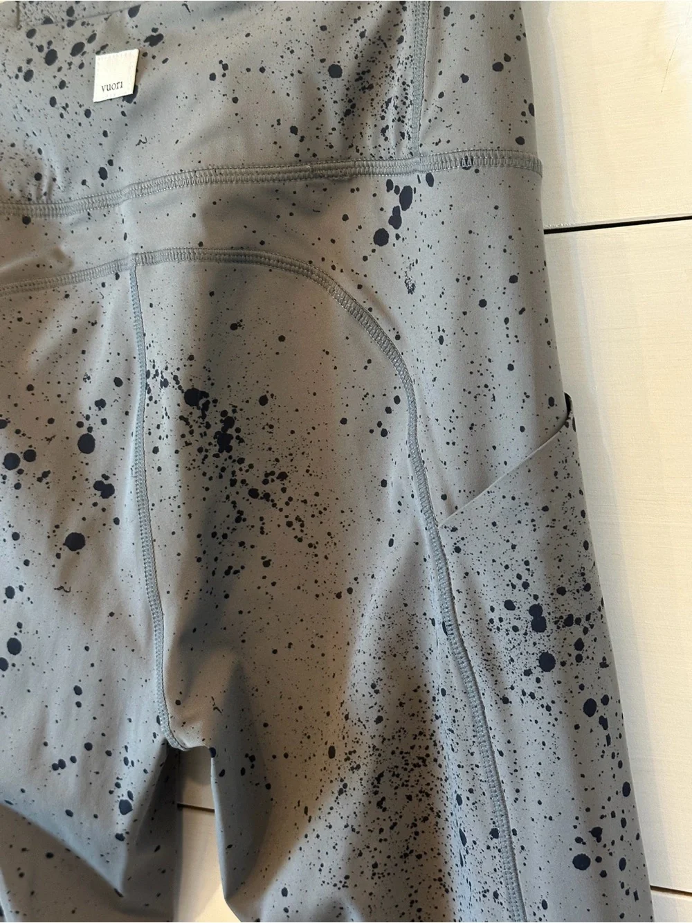 Vuori Sage and Black Splatter-Print Leggings